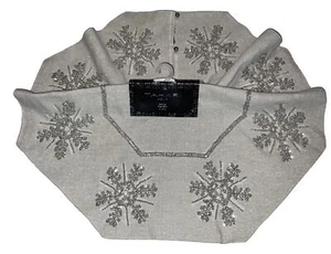 Gonna albero di Natale da tavolo TAHARI grigio argento scintillante fiocco di neve 24” metallizzata - Foto 1 di 14