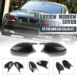 Carbon Fiber Mirror Cover Caps For BMW E90 E91 E92 E93 Pre-LCI 323i 325i 328i - Foto 1 di 13