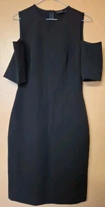 Zara Dress Black Bodycon Cold Shoulder Short Sleeve New Size Medium UK 12 - Picture 1 of 6