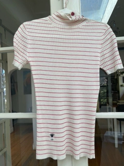 Christian Dior Crema y Rojo Rayas Cachemira y Seda Kit Top - Talla 8 Foto 1 de 4