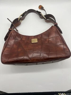 Bolso Dooney & Bourke Auténtico Marrón Cocodrilo Metal Hardware Mujer Foto 1 de 4