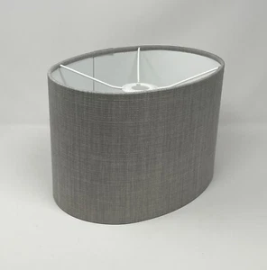 Pantalla de lámpara gris texturizado tejido sombra de luz ovalada - Imagen 1 de 10