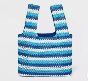 Target Future Collective Alani Noelle Blue Chevron Print Striped Satchel - Picture 1 of 7