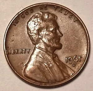 1961 D, US ONE CENT, "L" error & mint blemish. Interesting Coin - Picture 1 of 7