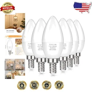 LED Candelabra Light Bulbs - Pack of 6, 60W Equivalent, Eye-friendly Warm White - Picture 1 of 7