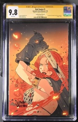 Cubierta roja Sonja #1 B Galaxycon Vecchio variante virgen CGC SS 9.8 firmada Vecchio Foto 1 de 2