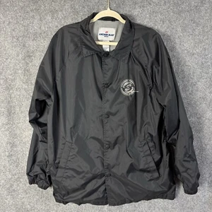 Anchor Blue Jacke Herren groß schwarz Druckknopfleiste Windbreaker Netz gefüttert Nylon Y2K - Bild 1 von 12