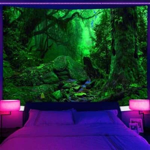 Large Wall Art Blacklight Poster UV Reactive Tapestry Wall Hanging Plants  - Picture 1 of 6