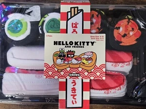 NEW 4 Pairs SANRIO Hello Kitty & Friends Sushi Box Crew Socks Size 4-10 LOOK - Picture 1 of 5