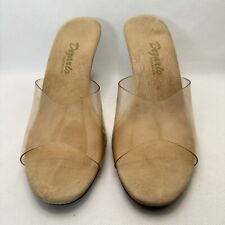 Dezario Womens Sapphire Camel Clear Vinyl Heels Shoes Size 6 Slip On Made in USA
