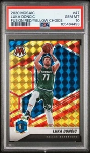 LUKA DONCIC 2020-21 Mosaic #47 FUSION RED/YELLOW CHOICE PRIZM /88 PSA 10 Pop 12 - Picture 1 of 3