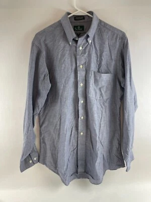 Camisa Surrey Para Hombre Talla 16 34-35 Azul Blanco Con Botones Manga Larga Bolsillo Foto 1 de 4