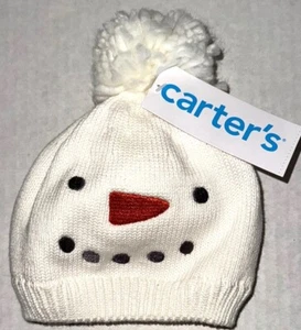 CARTERS knit hat white/snowman motif size 0-3 months (runs smaller) - Picture 1 of 1