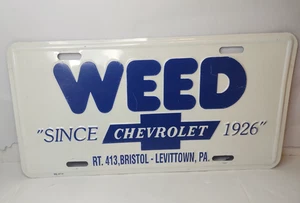 WEED Chevrolet Vanity Dealership Metal License Plate Tag Levittown Bristol PA - Picture 1 of 2