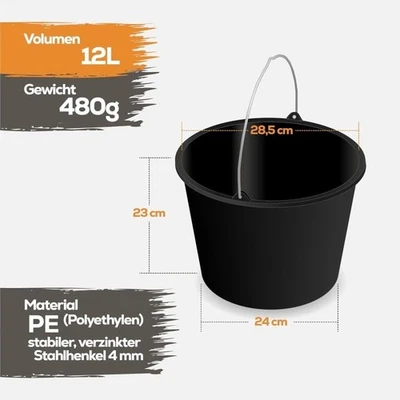 Baueimer Mörteleimer Eimer Maurereimer 5l 12l 20l Putzeimer Wassereimer  - Bild 1 von 4