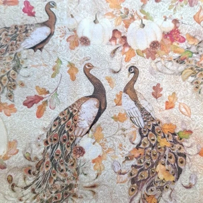 Otoño Pavo Real Calabazas Tela de Algodón 36" X 43" De Colección Susan Ala Acolchado  Foto 1 de 4