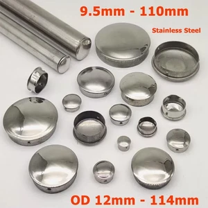 Round Stainless Steel End Cap Cover For Tubing Pipe Inserts Bungs Blanking Plugs - Picture 1 of 12
