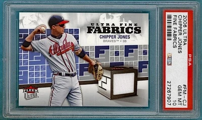 Fleer Ultra Chipper Jones 2006 telas finas #FM-CJ ¡PSA 10! POP 3! ¡Bravos! Foto 1 de 2