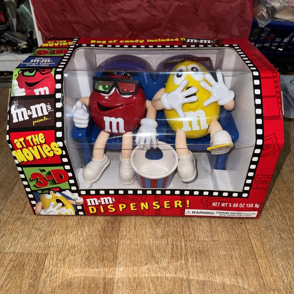 VINTAGE M&M'S RED & YELLOW AT THE MOVIES CANDY DISPENSER
