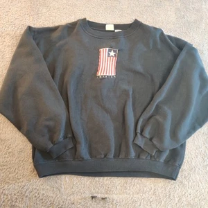 Felpa vintage Merona Navy uomo extra large America ricamata marina anni 90 Y2k - Foto 1 di 8