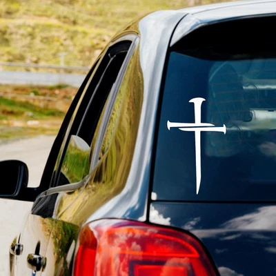 Cross Nails Vinyl Decal Sticker Car Truck Window Laptop Jesus Christ Christian - Image 1 of 4