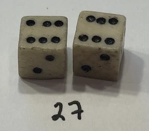 Vintage Paar Knochen (Rinder) Würfel 1/4" - Bild 1 von 4
