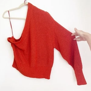 Zara One Shoulder sweater Sz M Knit blogger fave Preppy Vacation Going Out Soft - Picture 1 of 11