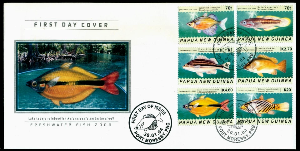 2004 Freshwater fish/Lake Wanam rainbowfish,Glossamia,Papua New Guinea,M1039,FDC - Image 1 of 1