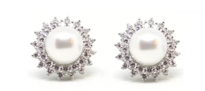 2CT Lab Created Round Pearl Elegant Earring For Women's In 925 Sterling Silver - Picture 1 of 4