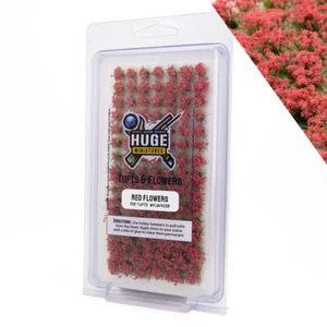 Huge Miniatures Flower Tufts, Red Huge Minis – 100 Self-Adhesive Grass Tufts - Picture 1 of 5