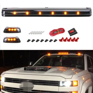 Full Amber Cab Roof Marker LED Lights Assy For 2007-2021 Chevy GMC 2500HD 3500HD - Picture 1 of 12