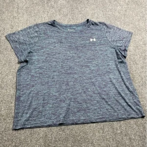 Camiseta Pullover Under Armour Para Mujer Gris Suelta Manga Corta Cuello Redondo Talla 2X - Imagen 1 de 15