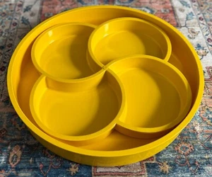 Vintage Dansk Gunnar Cyren Clover Swirl Yellow Acrylic Divided Serving Tray Set - Picture 1 of 6