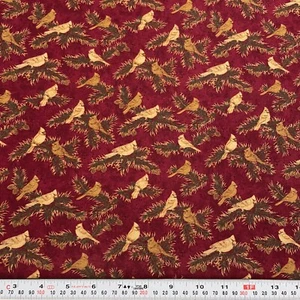 Cardinal Season Holly Taylor for Moda Burgundy Cotton Fabric Remnant 13" x 44" - Picture 1 of 2