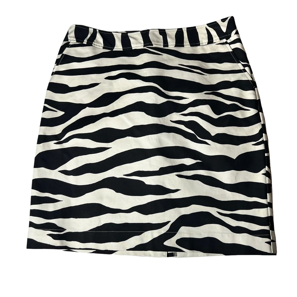 Falda forrada a lápiz MERONA talla 8 estampado de cebra ELASTIZADA por encima de la rodilla beige negra Foto 1 de 4
