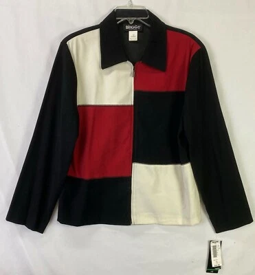 Briggs Нью-Йорк цвет блок куртка Blazer 1 новый с Ярлыками черный кремовый красный Рекомендуемая розничная цена производителя $40 #20m - Изображение 1 из 4