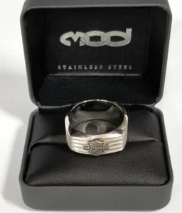 Anillo de motor Harley Davidson® barra y escudo talla 12 de acero inoxidable con caja de regalo - Imagen 1 de 4