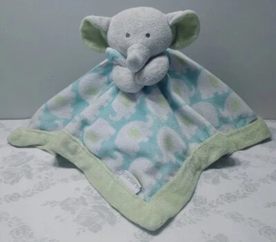 Manta de seguridad Carter's Baby Elephany 14" Snuggler Lovey - azul/verde Foto 1 de 4