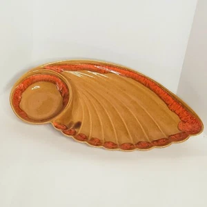 VTG MCM Made In California Pottery R-134 Winged Serving Dish Red Golden Brown - Picture 1 of 2