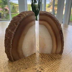 Large Agate Stone Fossil Bookends - Picture 1 of 16