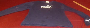 PUMA DARK BLUE ATHLETIC SPORTS GYM DARK BLUE LONG SLEEVE CREWNECK SHIRT L - Picture 1 of 12