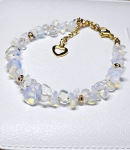 Opal + Hämatit Perlenarmband, 18K vergoldeten Karabiner Verschluss - Bild 1 von 4