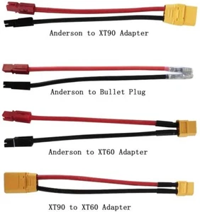 UPP Adapter with Cable Anderson/XT60/XT90/Bullet Plug Cable for Ebike Battery - Picture 1 of 1