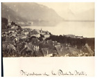 Suisse, Montreux et le massif Dents du Midi  vintage albumen print  Tirage alb