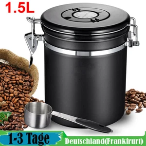 Kaffeedose Luftdicht Kaffeebehälter Edelstahl Aromadose Vorratsdose mit Löffel - Bild 1 von 19