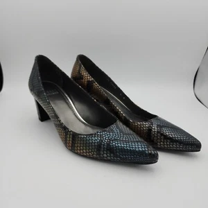 Stuart Weitzman Capo Black Paillettes Pumps Block Heel Patent Leather Size 6 - Picture 1 of 12