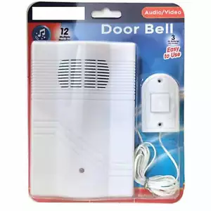 1 Wired Door Chime Visitor Bell Battery Operated Musical Melodies 12 Tunes - Picture 1 of 1