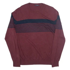 GAS Patterned Jumper Maroon Striped Tight Knit Mens XL - Picture 1 of 6