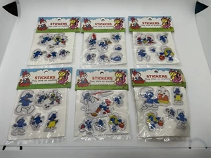 Smurfs Vintage Puffy Stickers Sheet Packs Smurfette Lot Of 6 - Picture 1 of 8