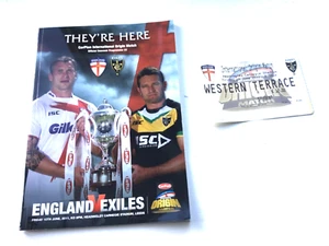 Programme and ticket for first ever England vExiles game in 2011 - Picture 1 of 4